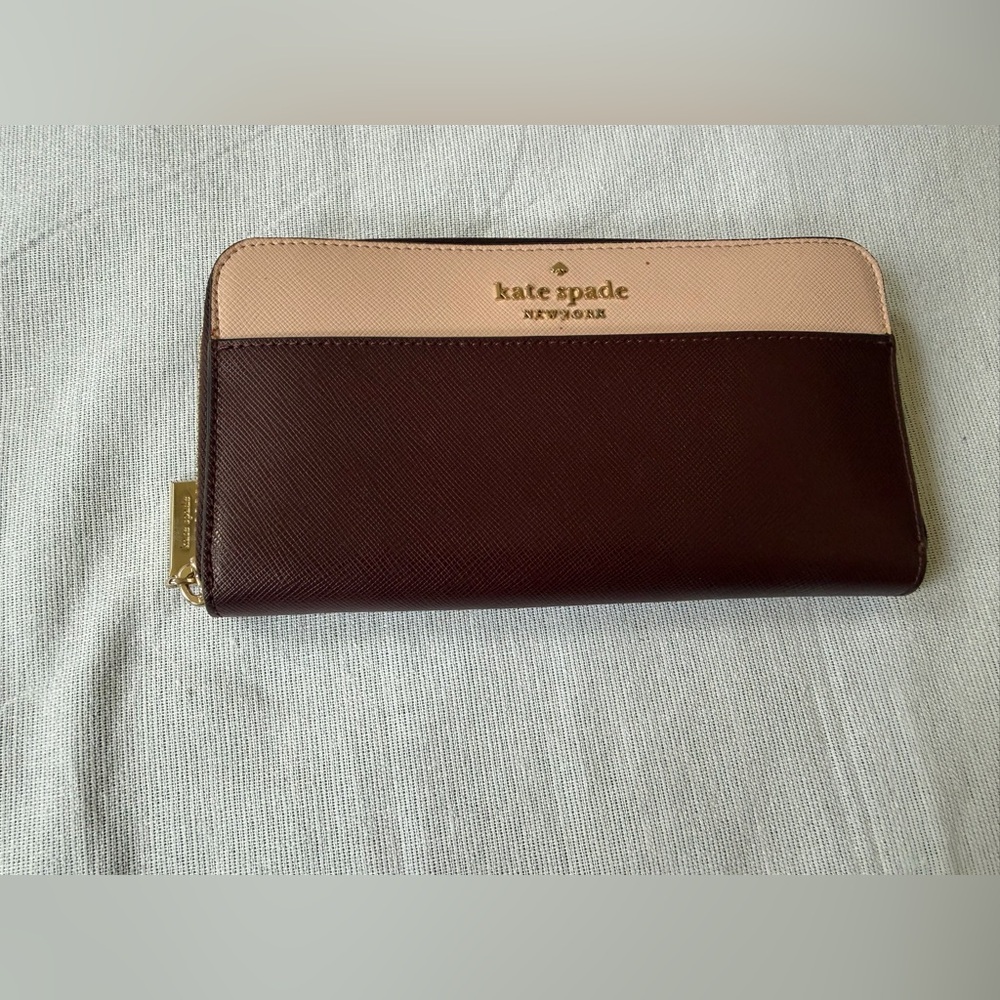 Kate Spade Staci Colorblock Continental Wallet LEATHER Burgandy/Blush MSRP $229